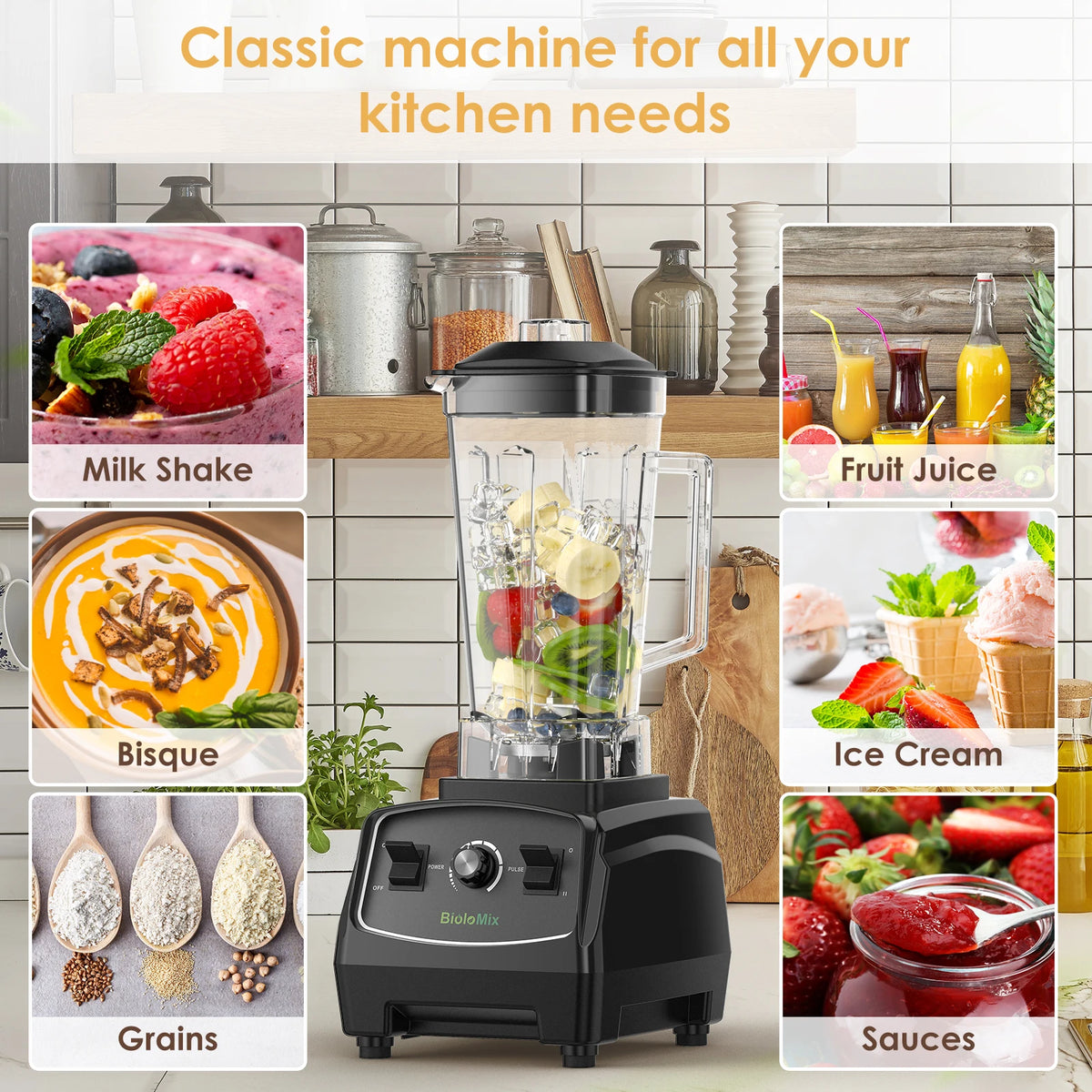 Biolomix Heavy Duty Commercial Blender Mixer Juicer 3HP 2200W