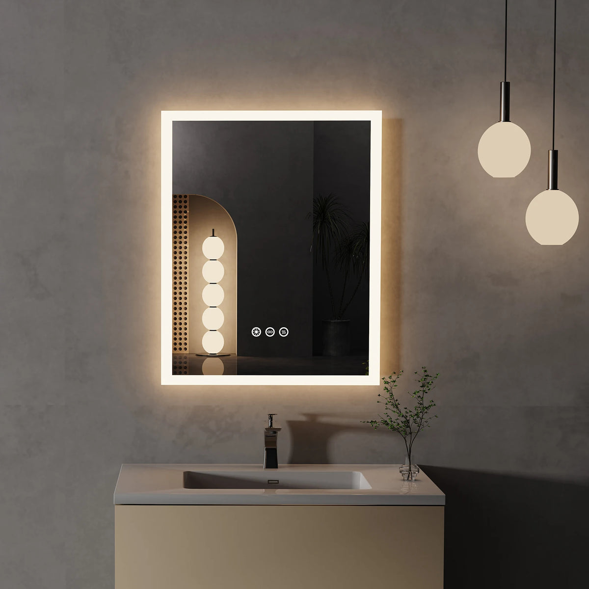 Vanity LED Illuminated Wall Mount Bathroom Mirror With Antifog
