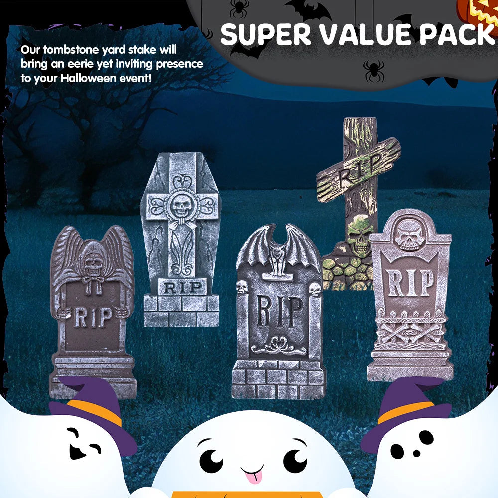 Halloween Foam Graveyard Tombstones Outdoor Decorations With Metal Stakes