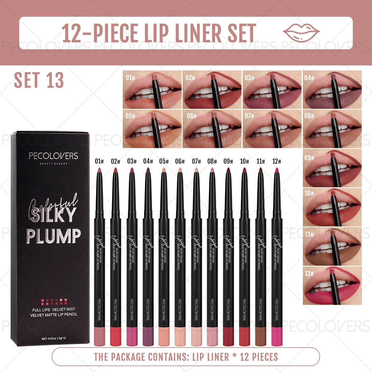 Matte Lip Liner Pencil Smooth Fine Tip For Long Wear