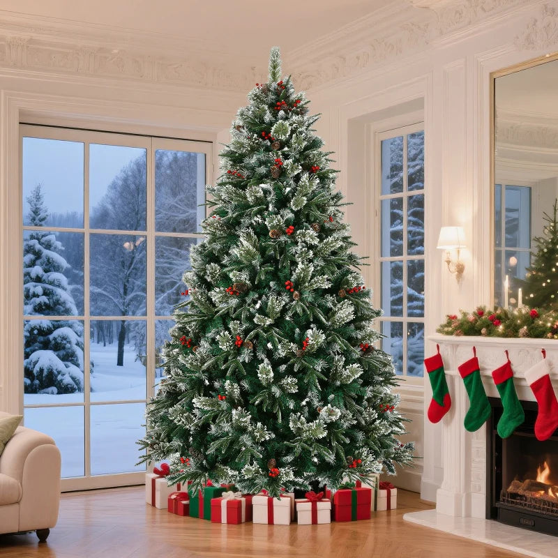 Pre Decorated Snow Frost Artificial Christmas Tree With Berry Branches
