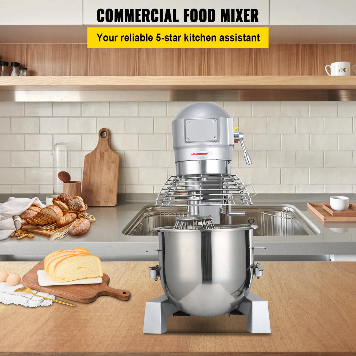 SucceBuy Commercial Food Mixer 450W 3 Speeds Heavy Duty Stainless Steel