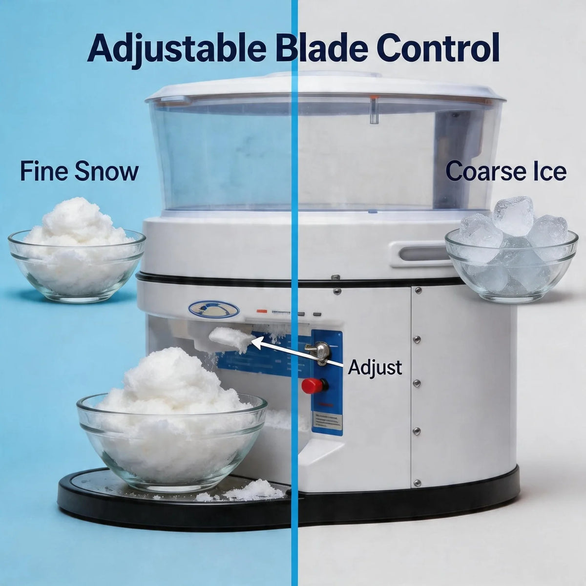 Electric Stainless Steel Ice Shaver Machine With Adjustable Texture