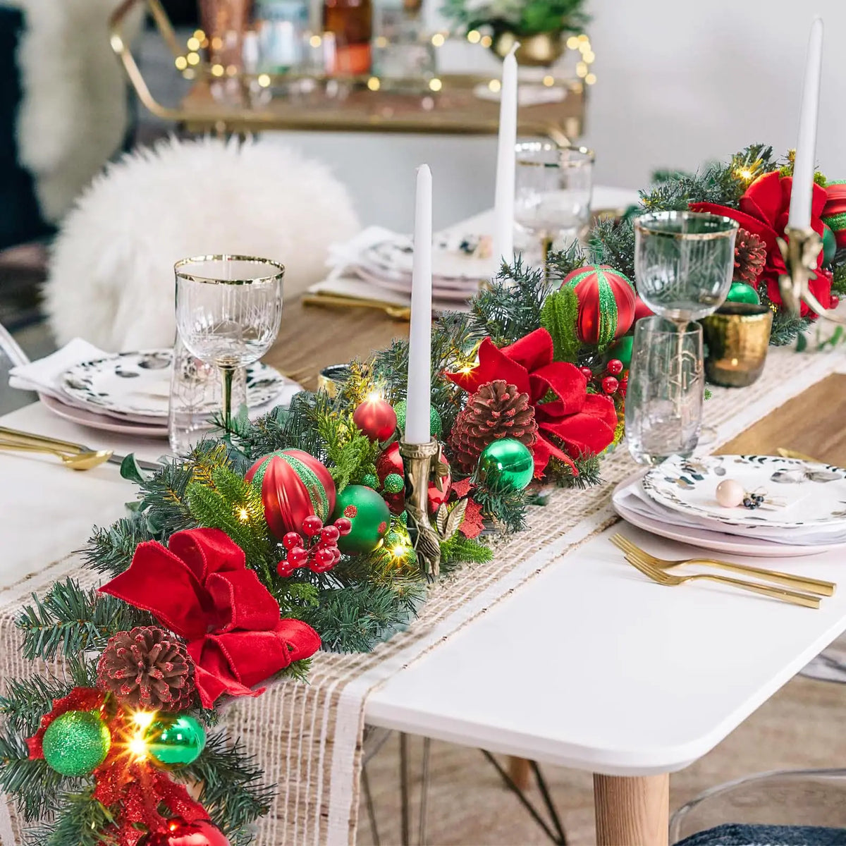 HiMiss Prelit Christmas Garland With Battery Operated Lights