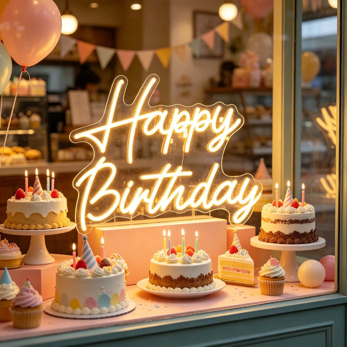 THIIXDAI Happy Birthday LED Neon Sign Warm USB