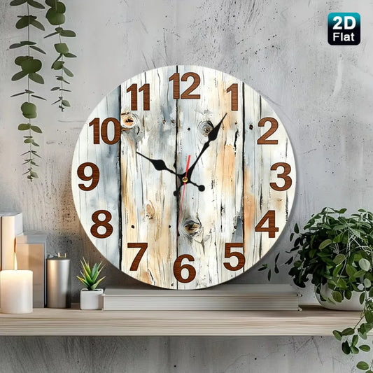 Rustic Wood Nursery Wall Clock With Distressed Plank Texture
