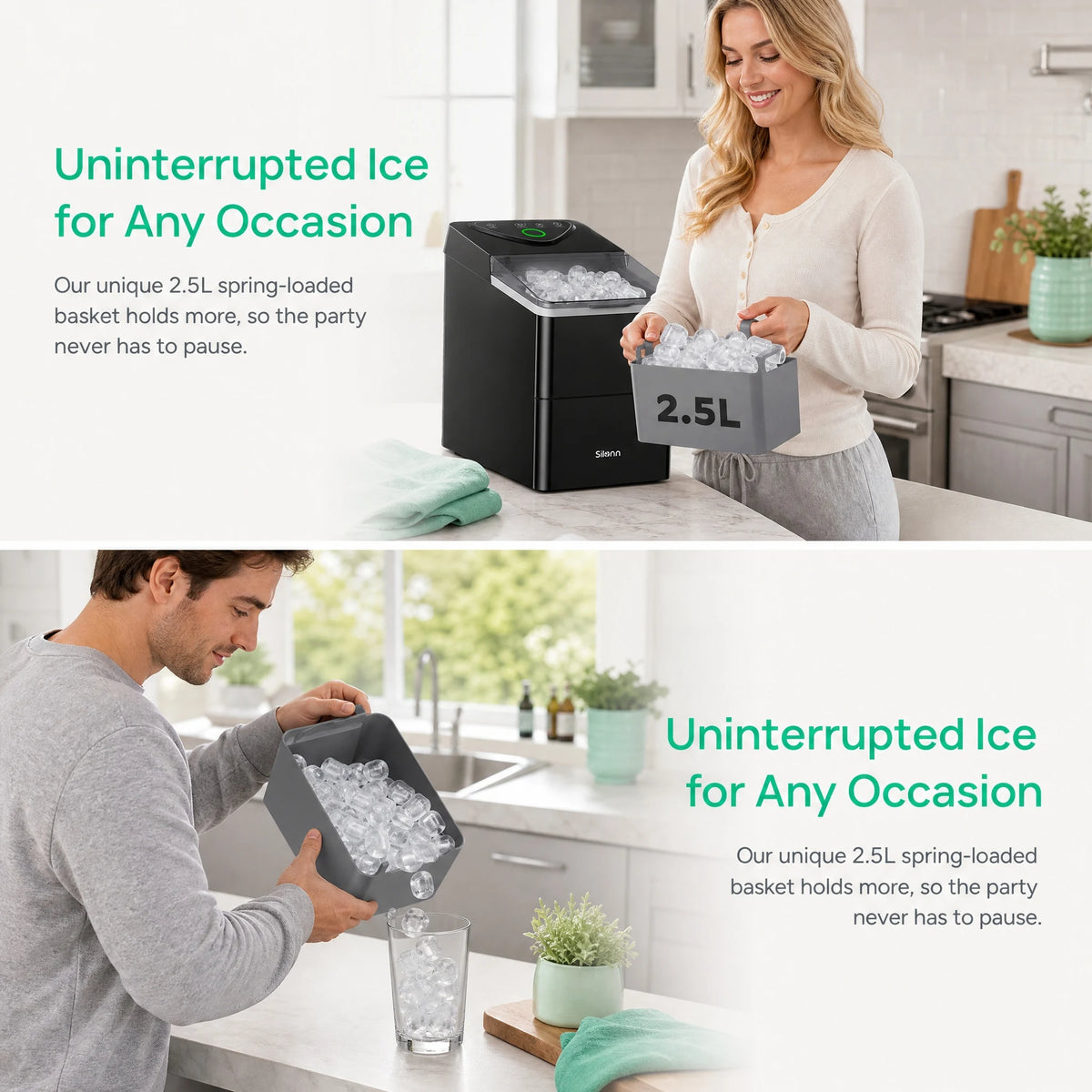 PHILERGO Countertop Ice Maker With Expanding Ice Basket 9 Cubes