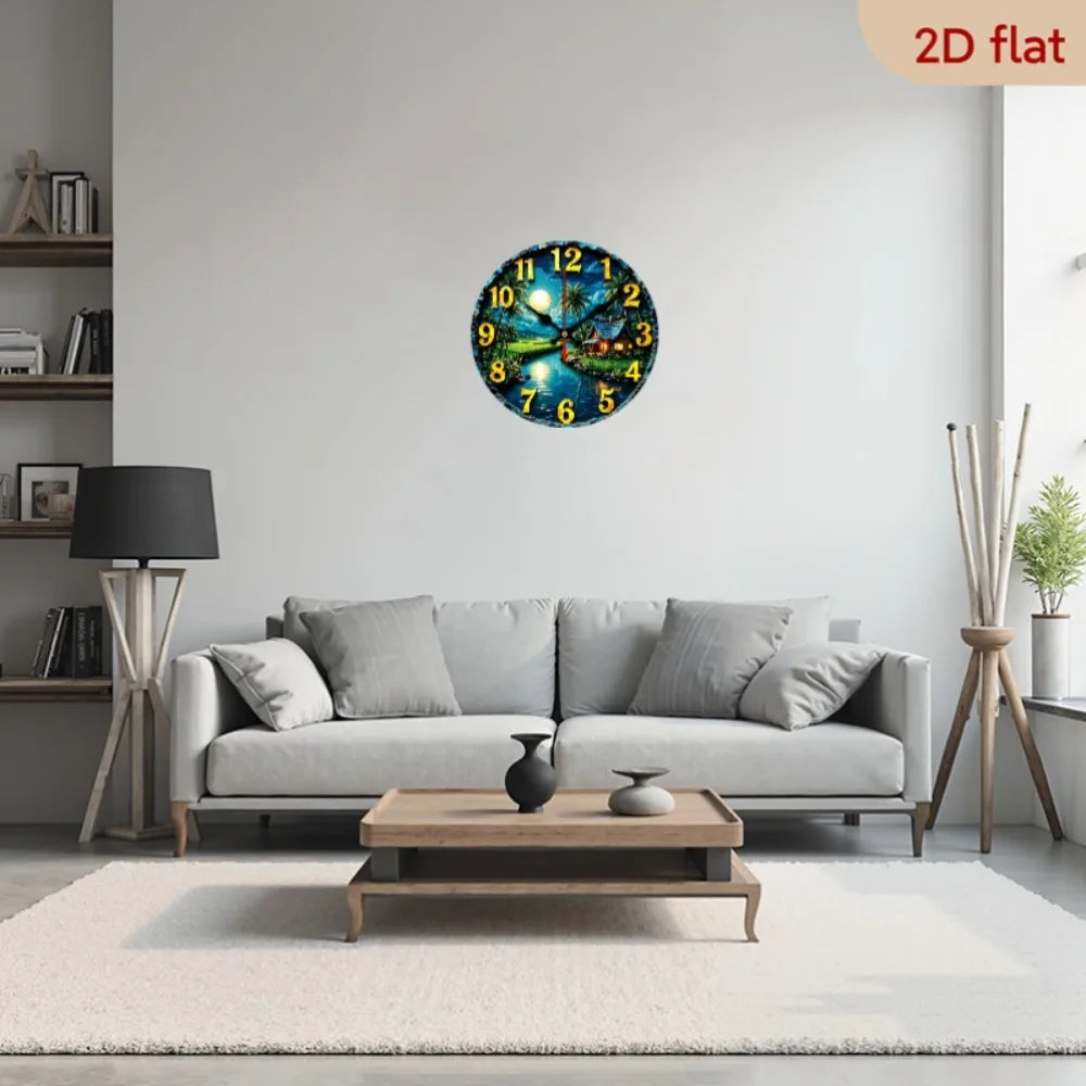 Rustic Farmhouse Wall Clock With Palm Tree Design Silhouette