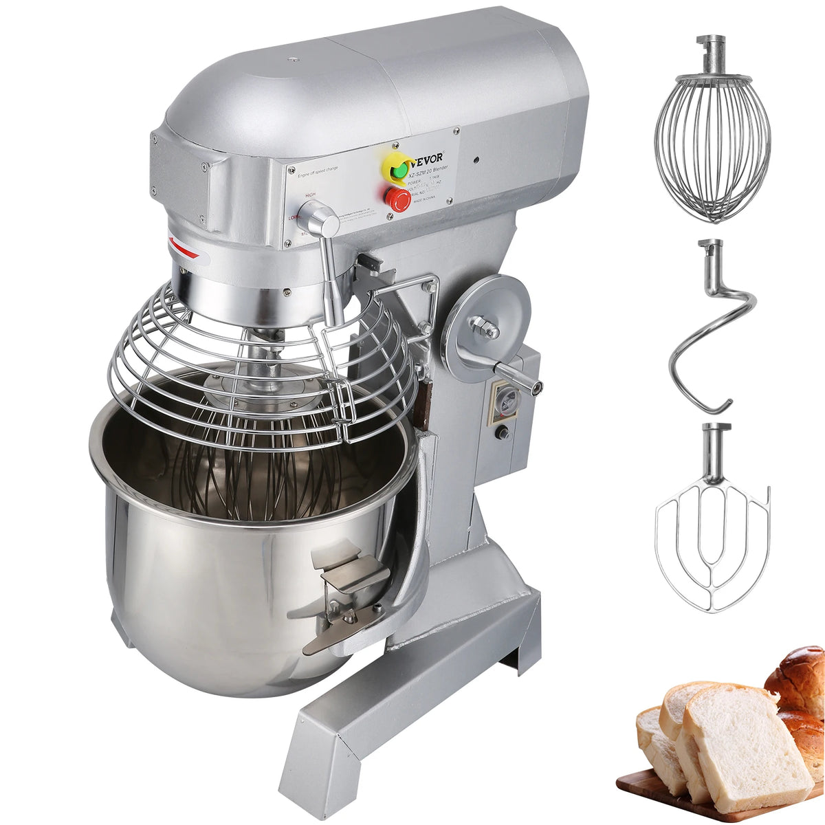 SucceBuy Commercial Food Mixer 450W 3 Speeds Heavy Duty Stainless Steel