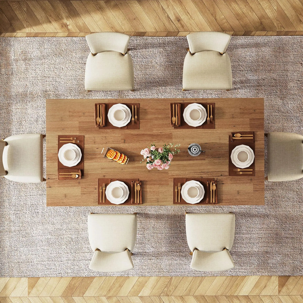 Tribesigns Farmhouse Dining Table For 4 To 6 People