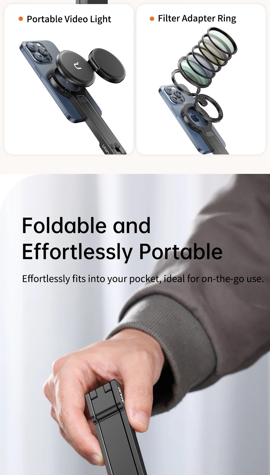 Ulanzi MA30 MagSafe Magnetic Phone Tripod Holder For iPhone Vlogging