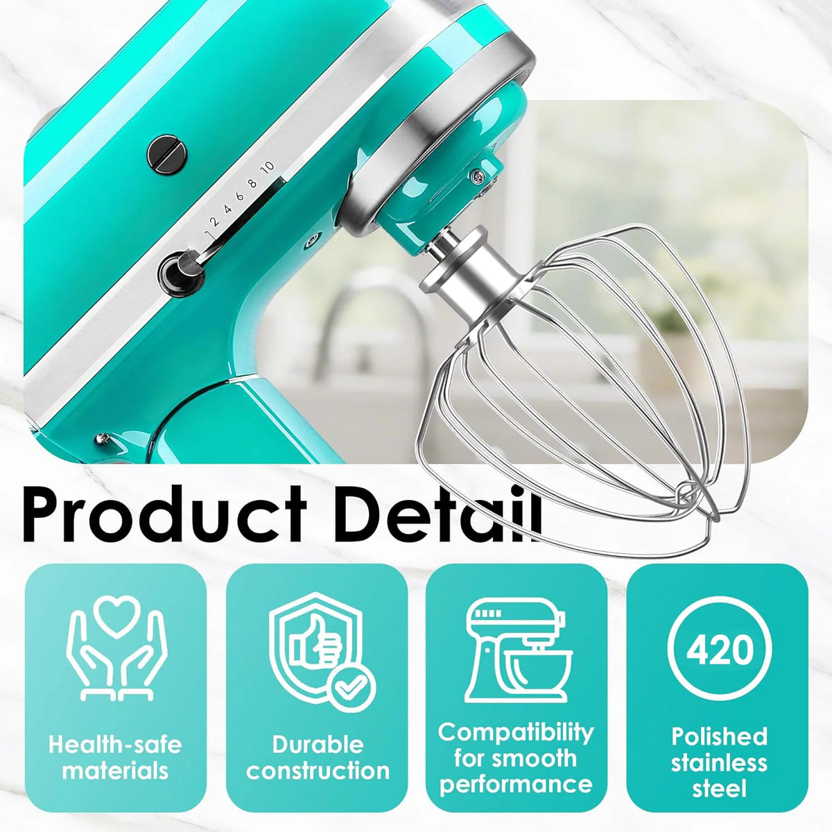 Stainless Steel 3-Piece Mixer Attachment Set For Tilt-Head Mixers