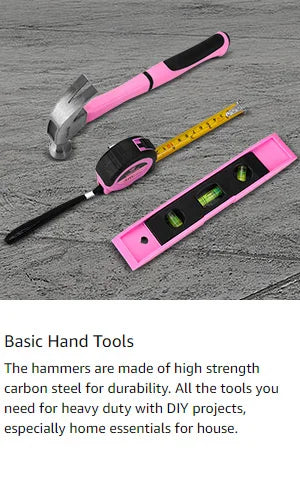 DEKO Pink Drill Tool Kit Set: 20V Cordless Power Drill Tool Box with Battery Electric Drill Driver