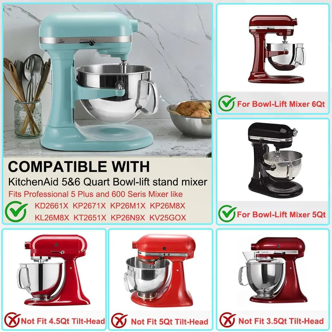 Bowl-Lift Stand Mixer Bowl With Lid Compatible With 600