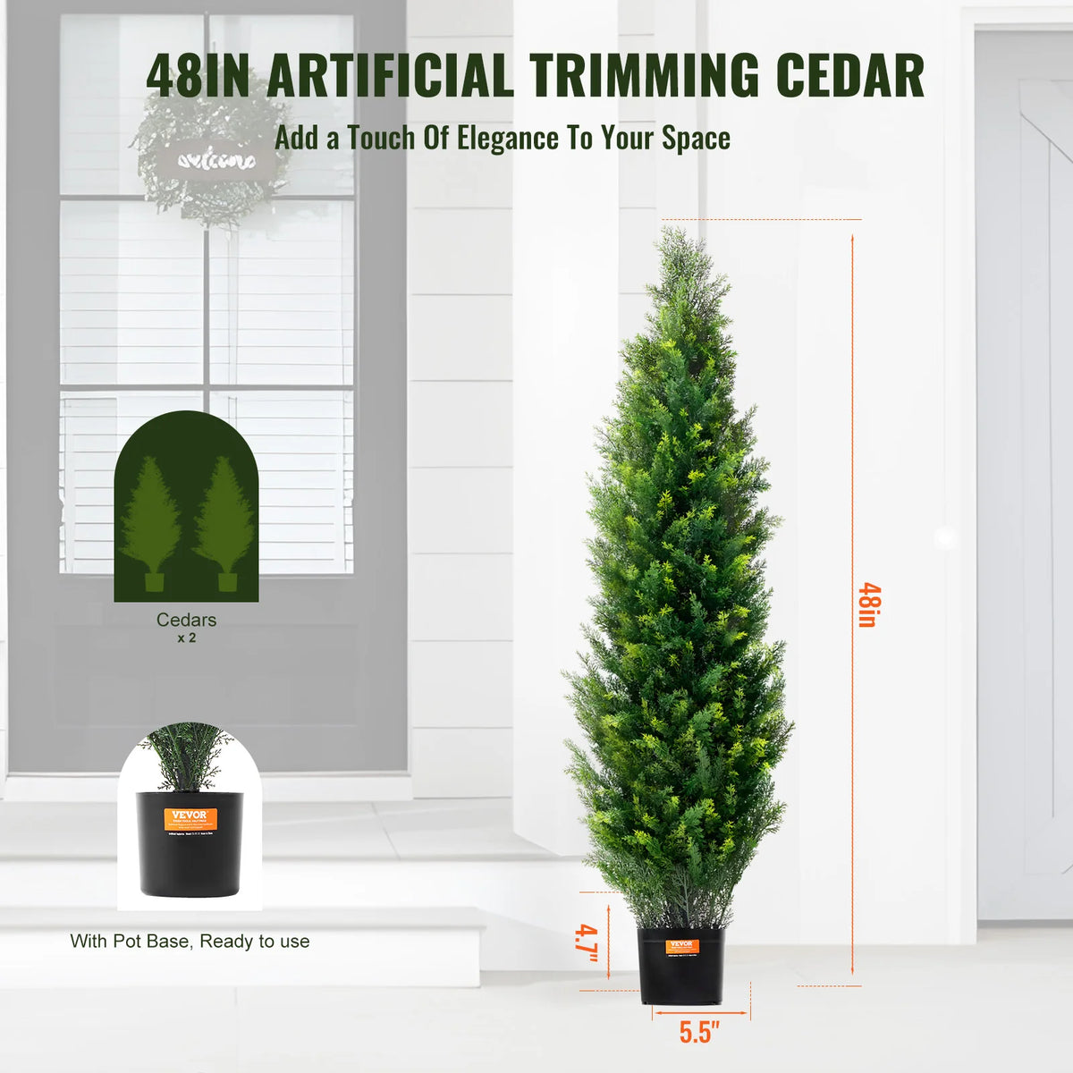 SucceBuy Artificial Cedar Topiary Tree For Home Decor