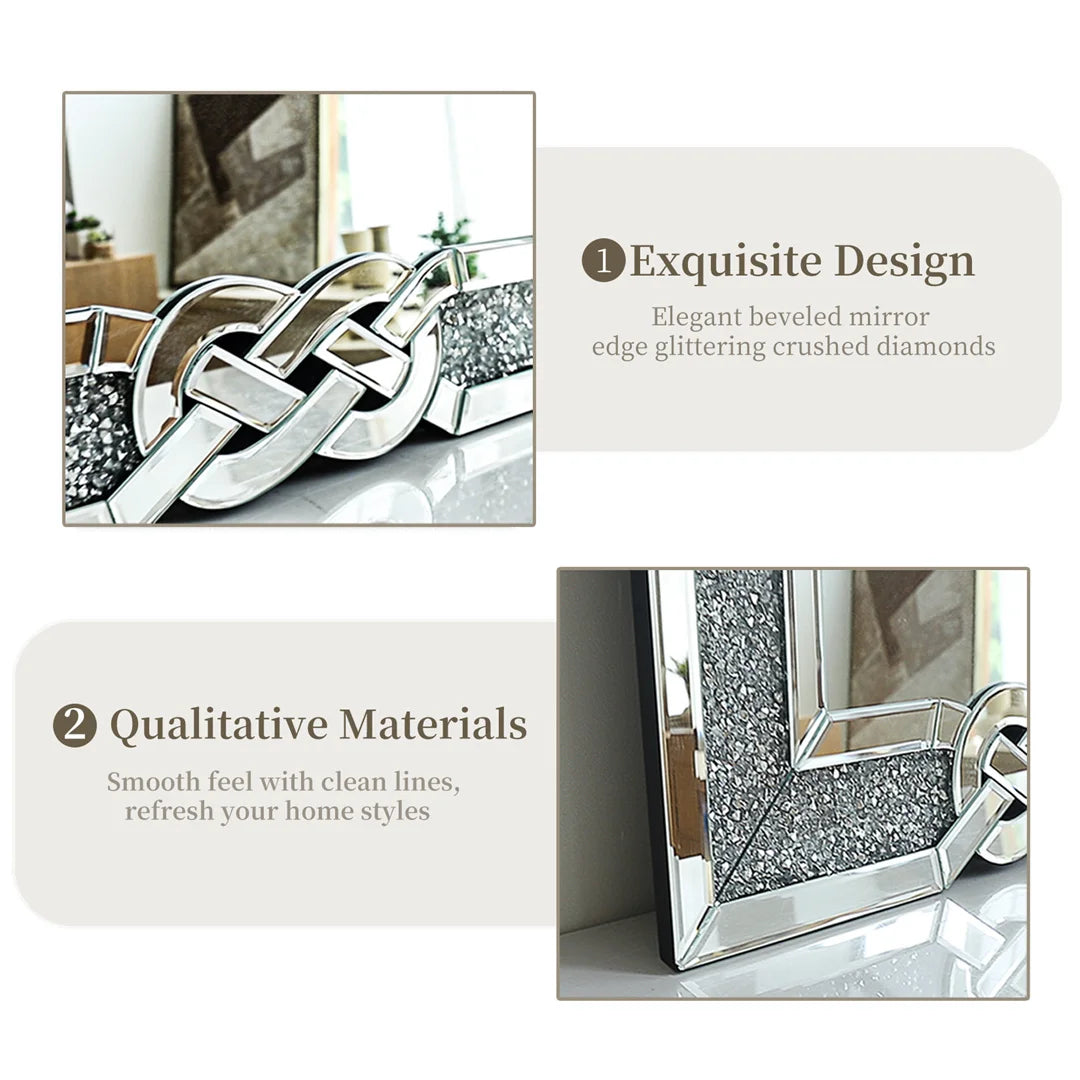 LUVODI Diamond Wall Mirror With Crushed Diamond Detailing Decorative