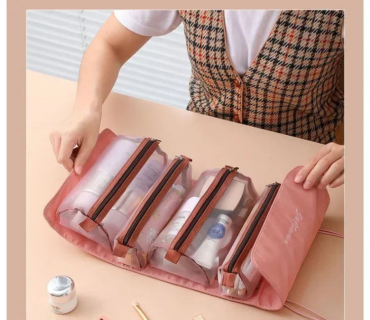 Travel Makeup Organizer Cosmetic Toiletry Bag With Zipper Storage