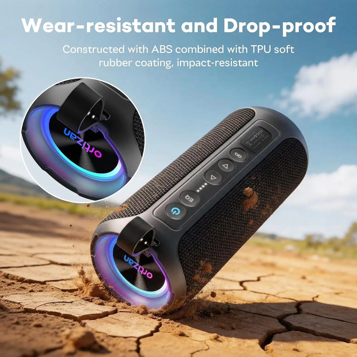 Ortizan Portable Bluetooth Speaker With Deep Bass And RGB Lighting