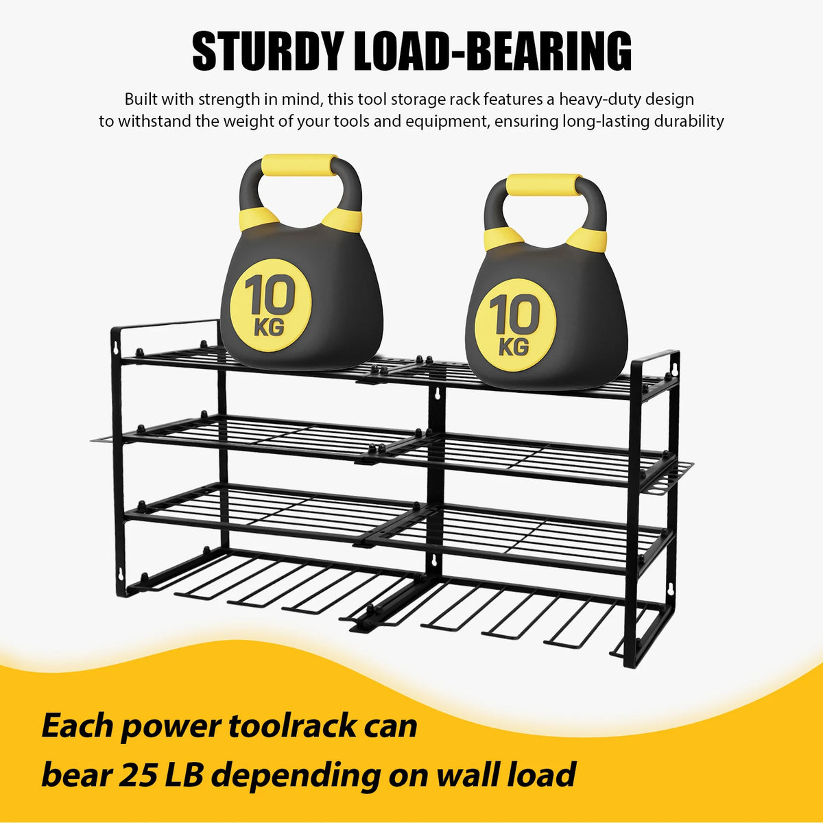 Power Tool Storage Rack 4-Tier Heavy Duty Wall Mount Organizer
