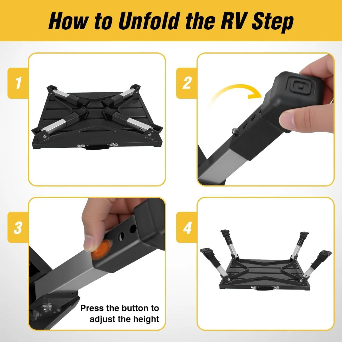 Nilight Portable RV Step Stool Aluminum Heavy Duty Anti Slip