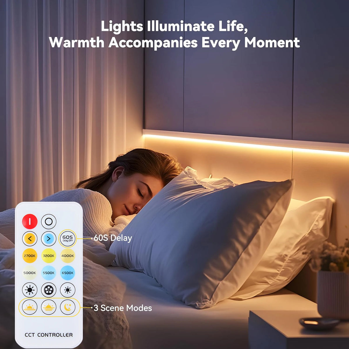 A-Convey 24V Dimmable COB LED Strip Lights With Remote Control