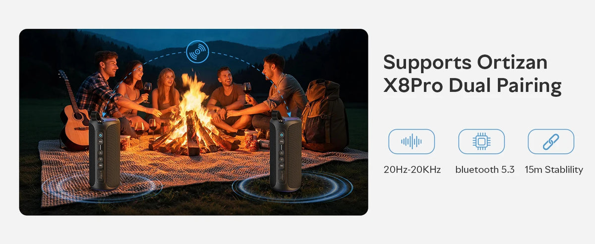 Ortizan Portable Bluetooth Speaker With Deep Bass And RGB Lighting