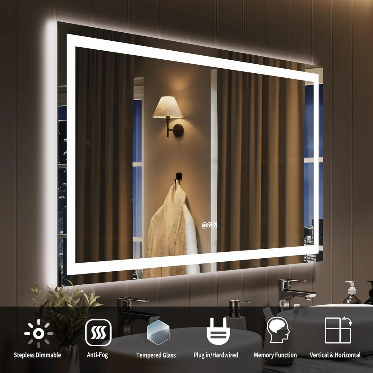 TWISTER.CK LED Bathroom Mirror With Memory And Anti Fog Frameless
