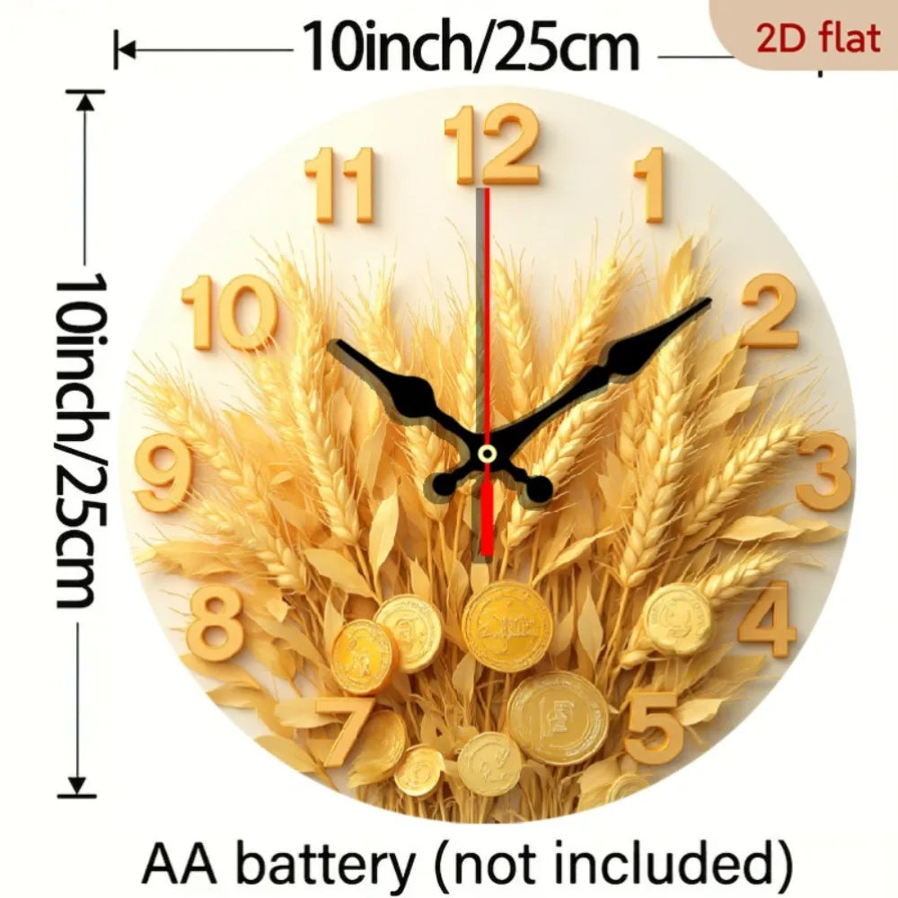Modern Farmhouse Money Round Wall Clock With Golden Hands