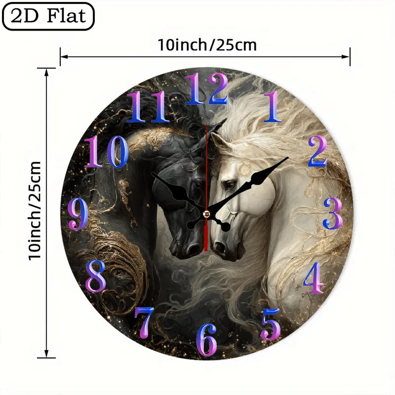 Suita Rustic Horse Wood Wall Clock Farmhouse Silent Decor