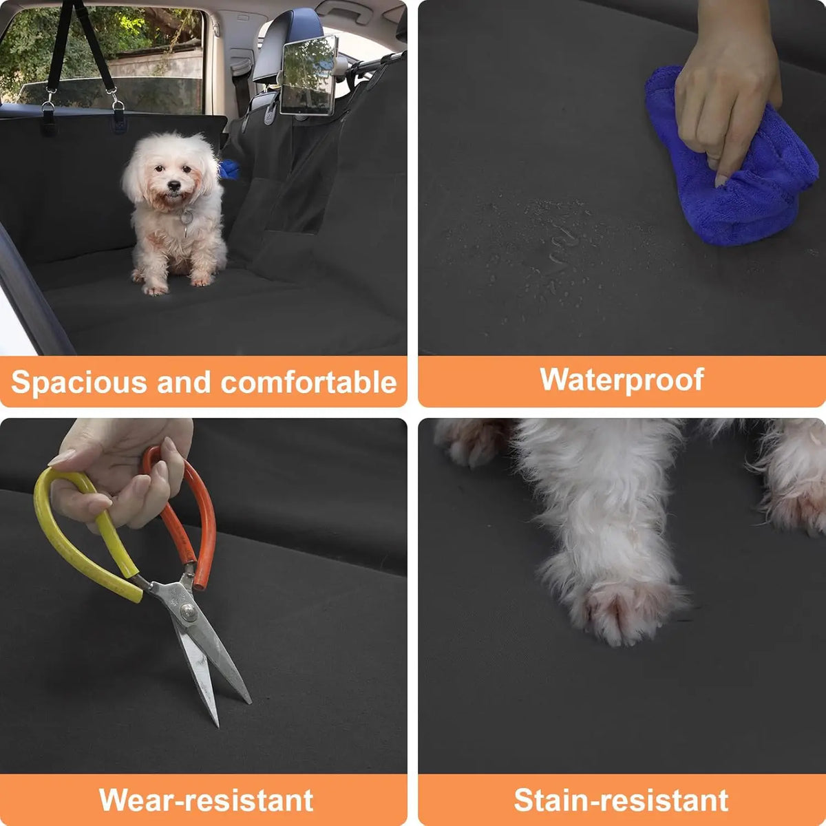 Dog Car Seat Cover Back Seat Protector Waterproof 400lbs Capacity Non-Slip