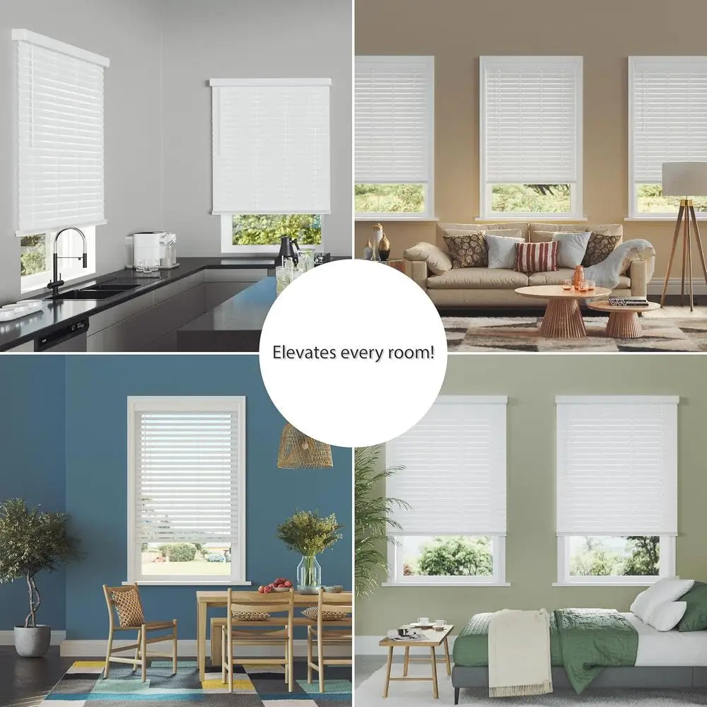 2.5 Wider Slat White Wood Blinds, 69.5 Wide x 72 Long, Customizable Sizes, Cordless Option