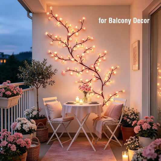 Cherry Blossom Vine Lights With Remote Timer For Room Decor