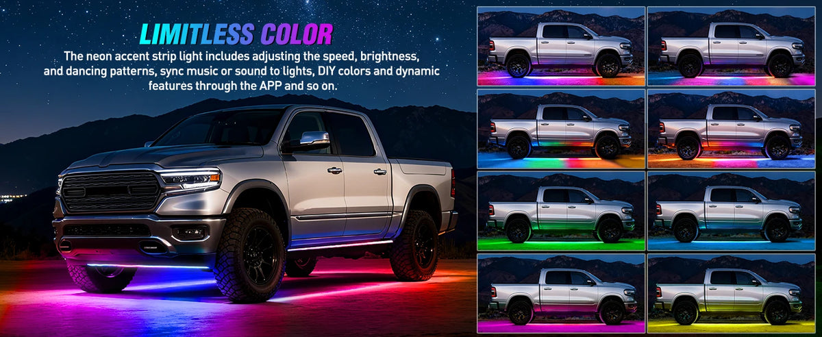 Nilight Car Underglow Neon Strip Lights With App Remote