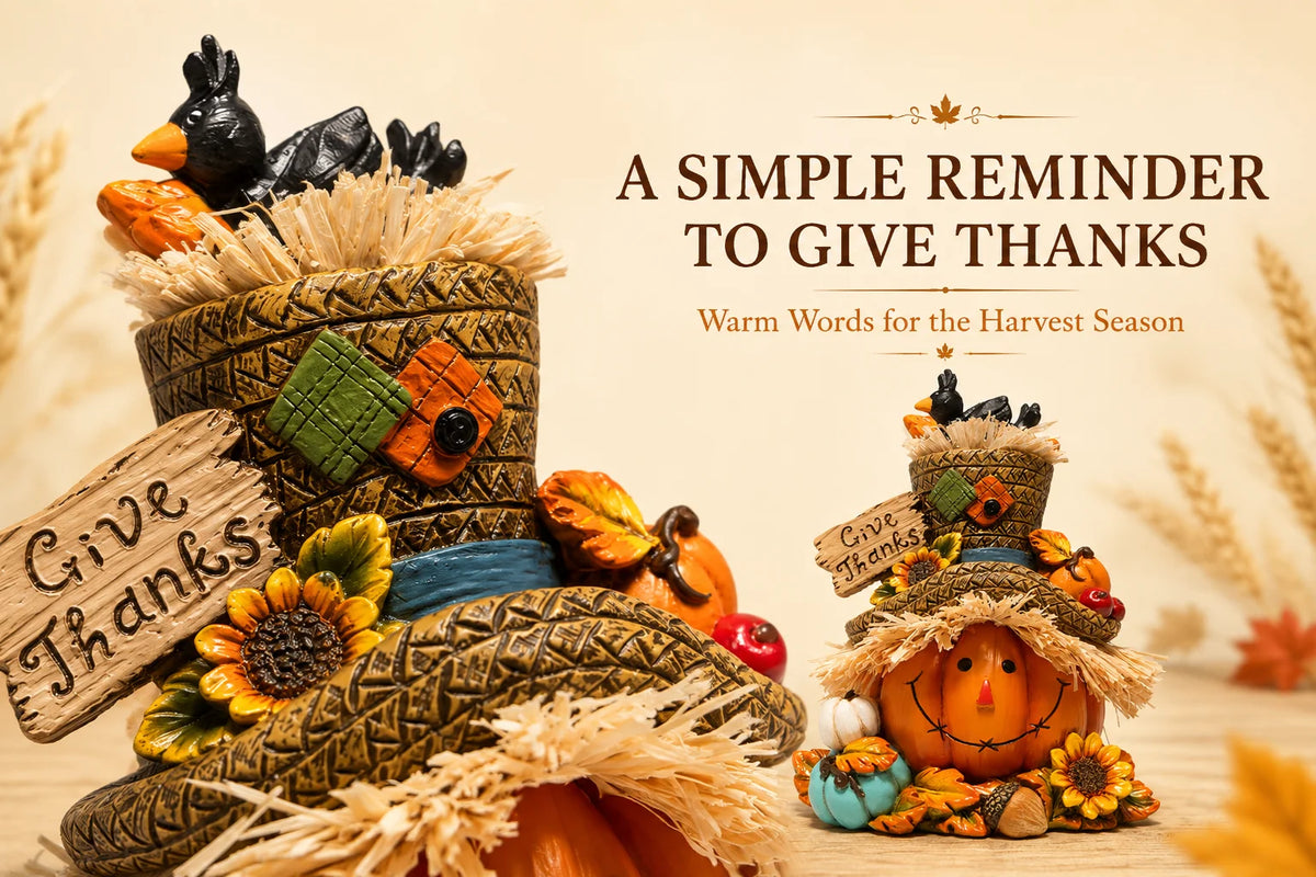 Hodao Thanksgiving Harvest Scarecrow Figurine With Give Thanks Sign