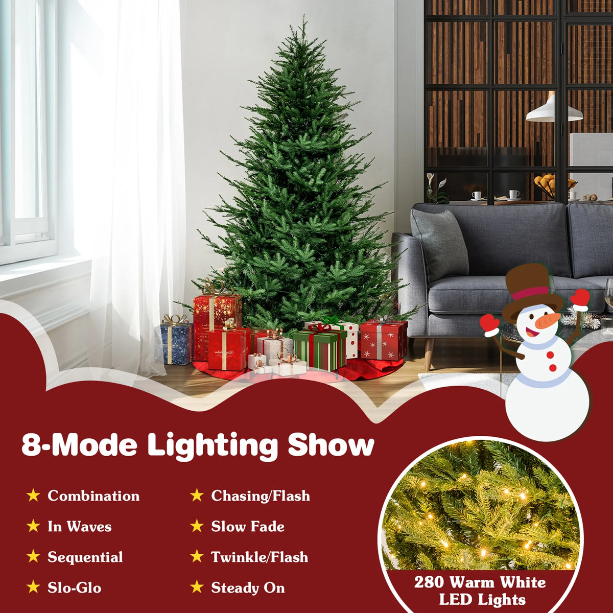 Lifezeal Pre Lit Artificial Christmas Tree With Metal Stand
