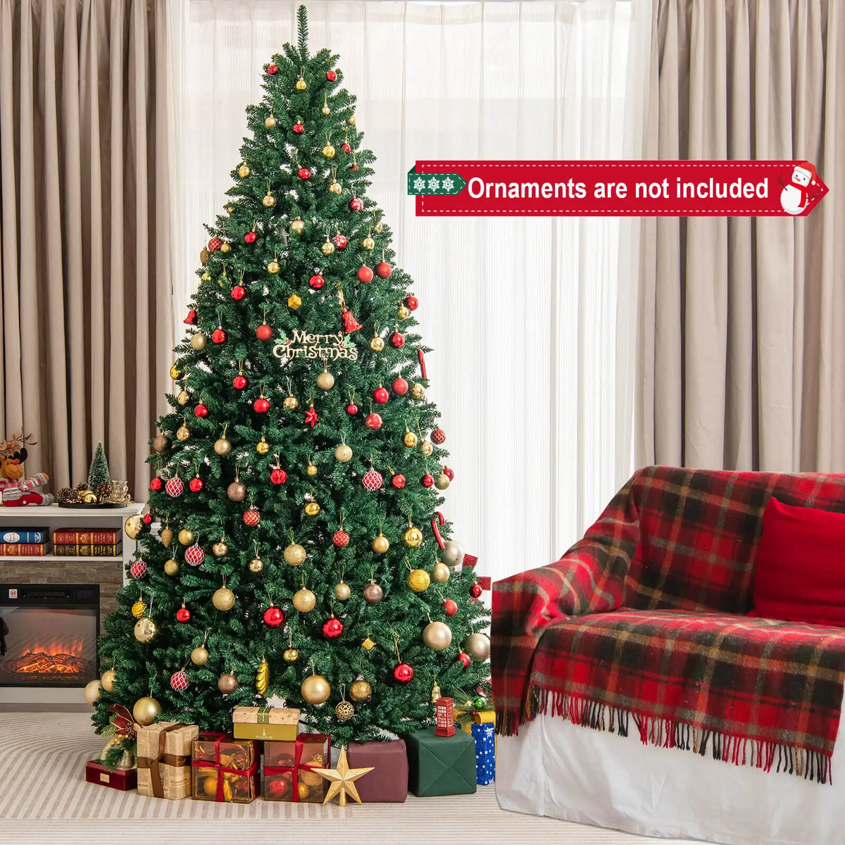 Lifezeal Artificial Christmas Tree Full Fir Hinged Structure