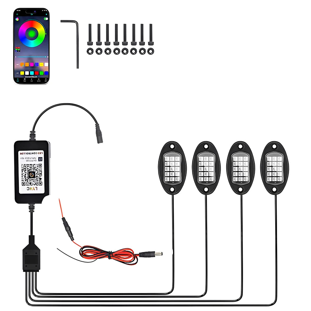 RGB LED Offroad Lights Kit 4 Pods With App Control