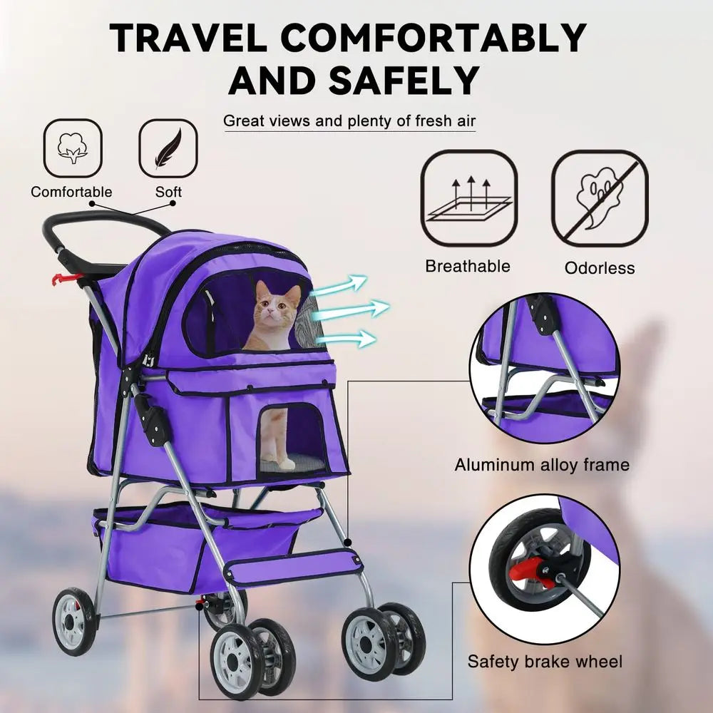 Cat And Dog Jogger Stroller With Cup Holder