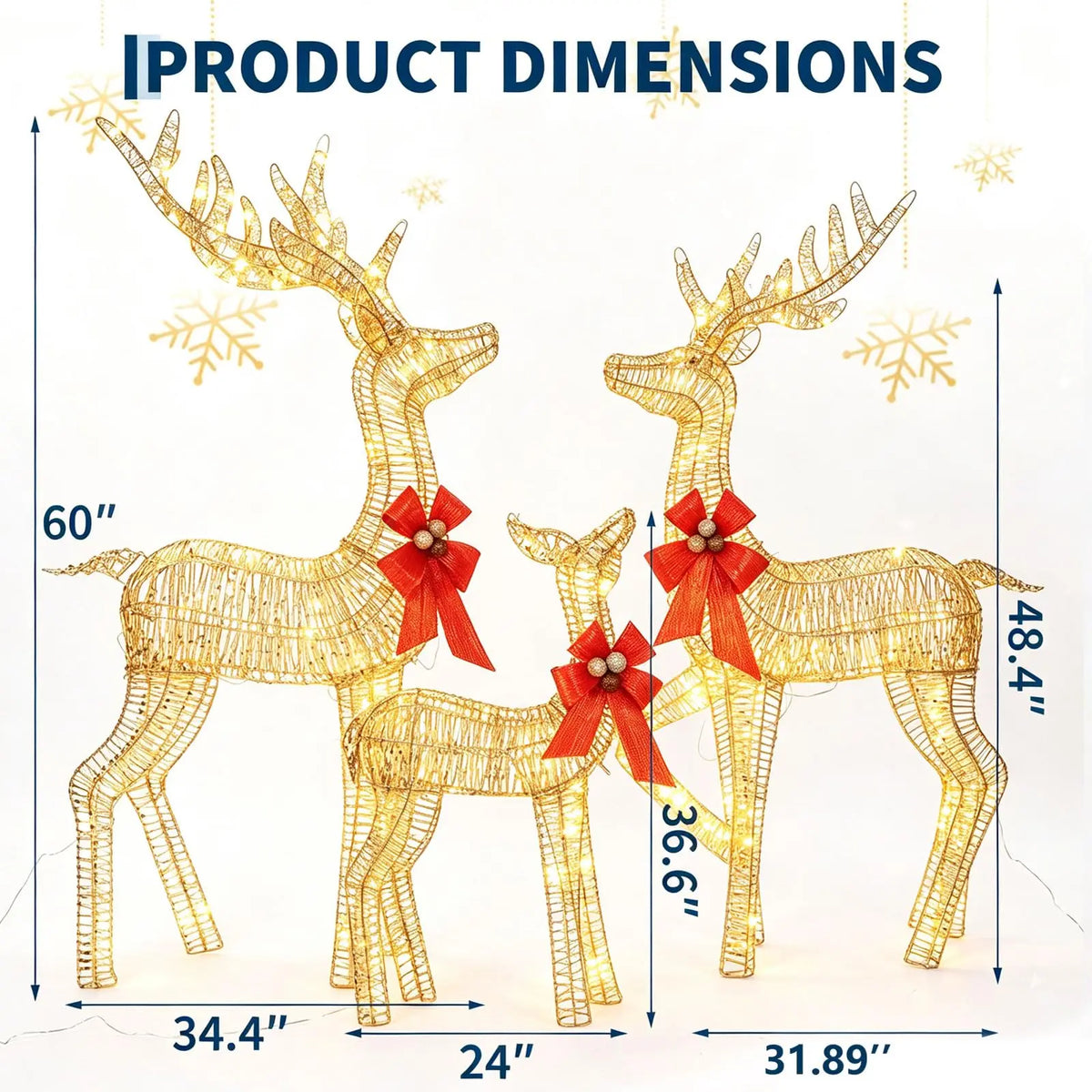 HiMISS Lighted Christmas Deer Family Outdoor LED Yard Decor
