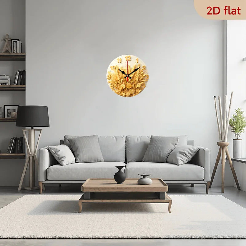 Modern Farmhouse Money Round Wall Clock With Golden Hands