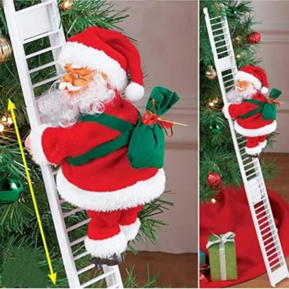 Electric Climbing Santa Christmas Tree Decoration With Led Lights