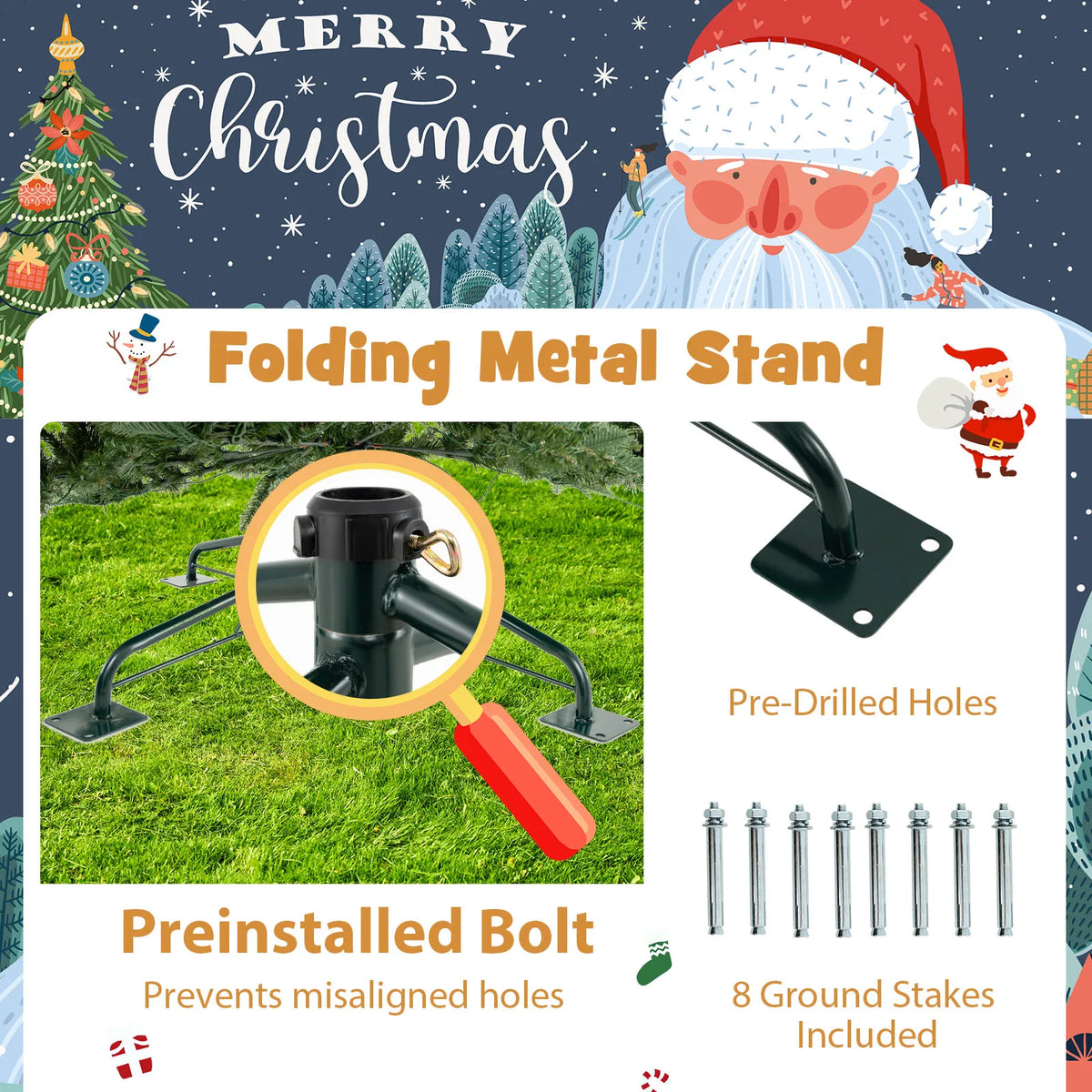Lifezeal Prelit Artificial Christmas Tree With Hinged Branches