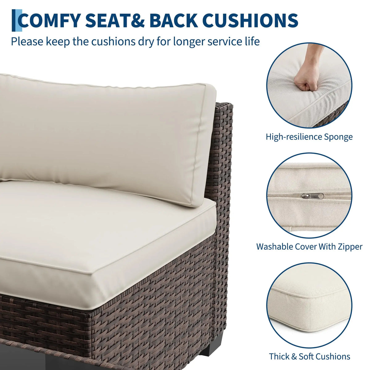 HobbyLane Outdoor Patio Sectional Sofa Set With Ottoman Storage Table