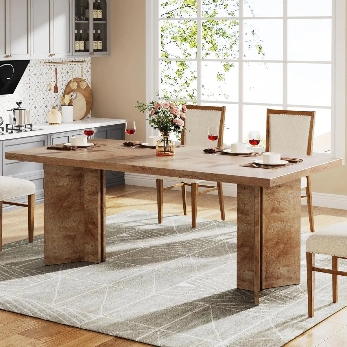 Tribesigns Farmhouse Dining Table For 4 To 6 People
