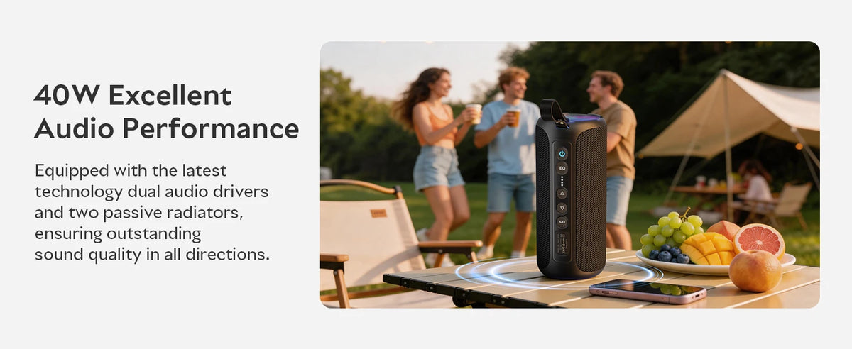 Ortizan Portable Bluetooth Speaker With Deep Bass And RGB Lighting