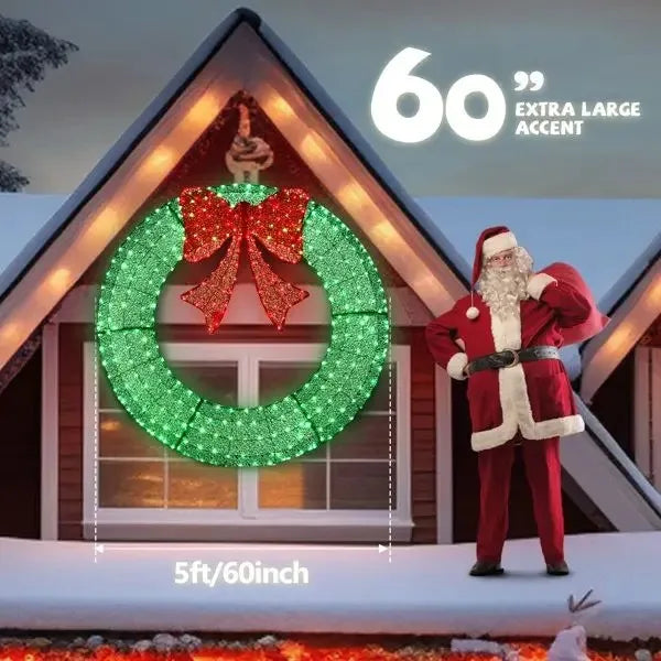 Pre Lit Outdoor Christmas Wreath Decoration With Led Lights