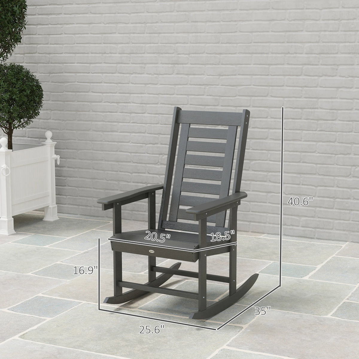 Two Outdoor Rocking Chairs HDPE High Back Patio Rockers