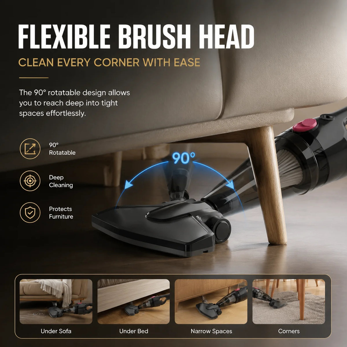 PBHPBH Corded Vacuum 26kPa Suction HEPA Filter Home Pet Cleaning