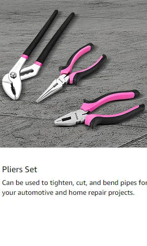 DEKO Pink Drill Tool Kit Set: 20V Cordless Power Drill Tool Box with Battery Electric Drill Driver