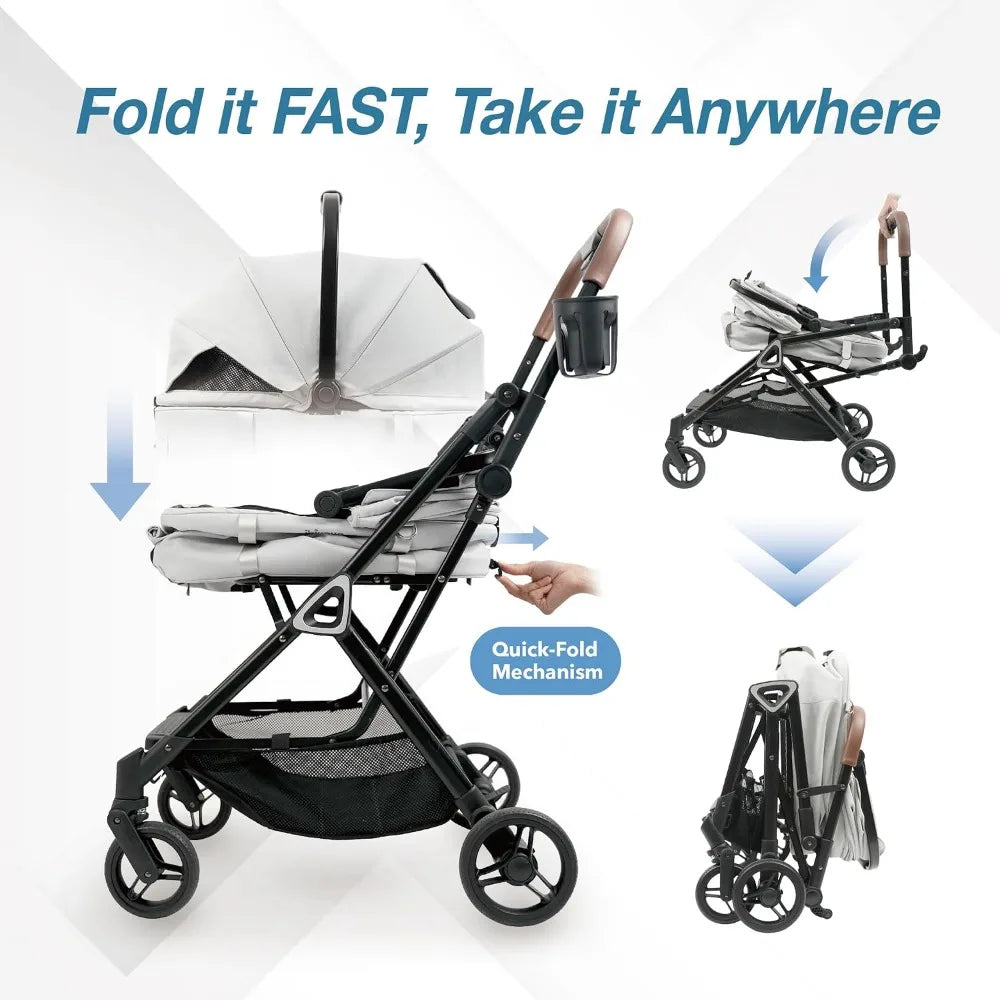 3-in-1 Pet Stroller For Small Dogs And Cats With Dual Opening Canopy